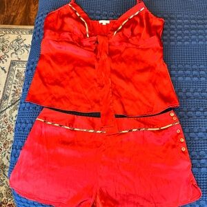 Burberry VINTAGE  Red Bow Silk Pajama Set